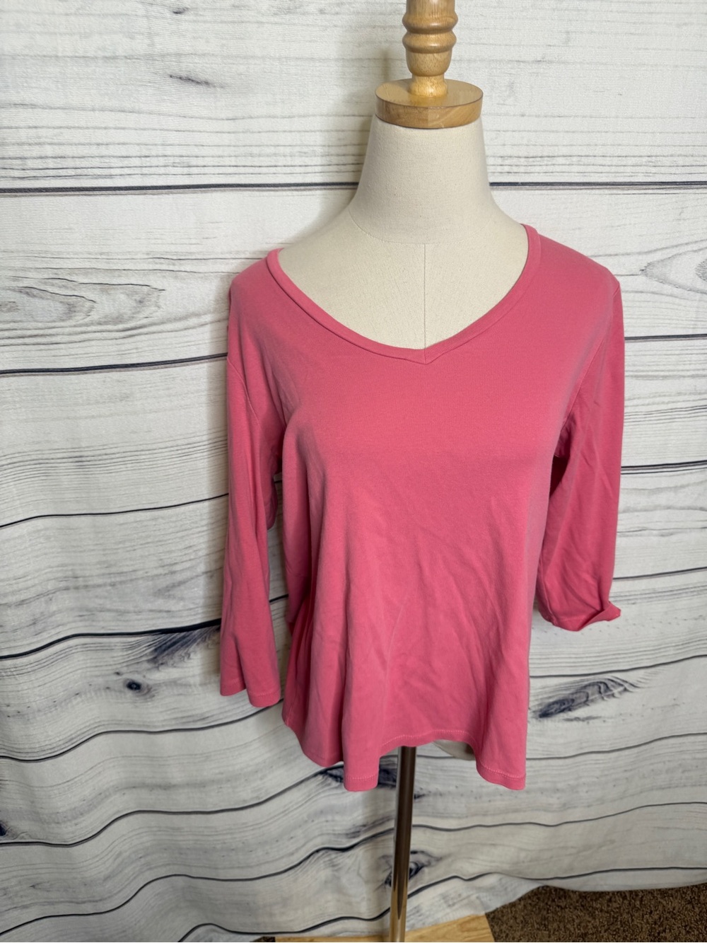 St. John's Bay Pink V-Neck Long Sleeve Tee